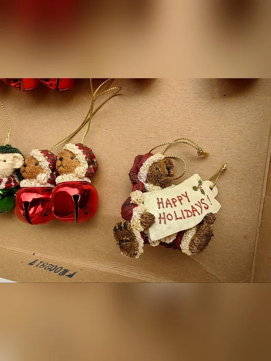 Vintage Boyds Bears Jingle Bell Bears Christmas Ornaments Lot Of (15) Green Red - Picture 6 of 7